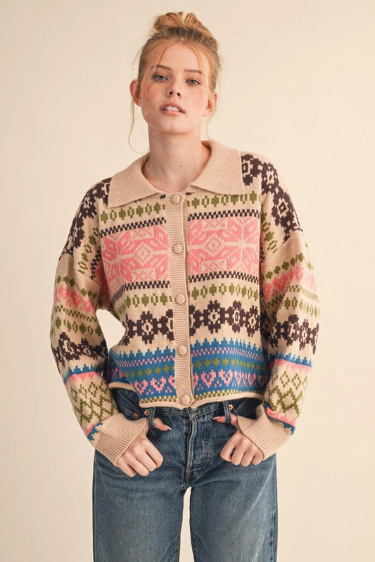 &Merci Fair Isle Sweater Cardigan