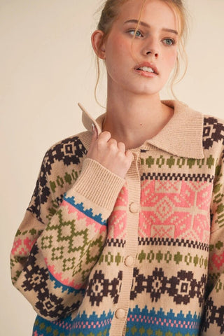&Merci Fair Isle Sweater Cardigan