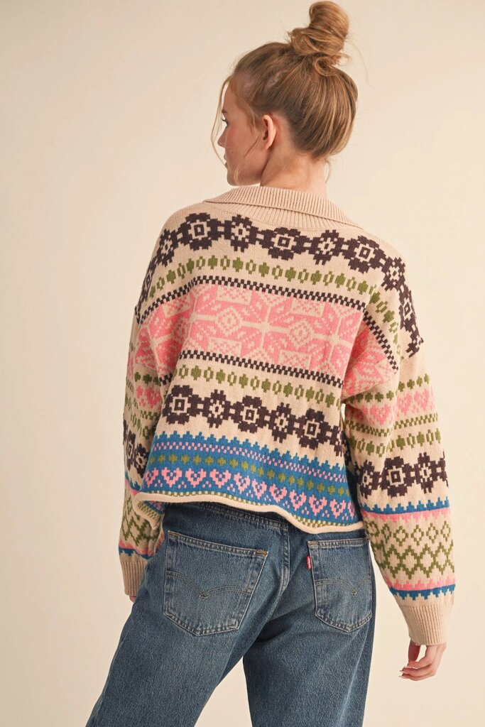 &Merci Fair Isle Sweater Cardigan