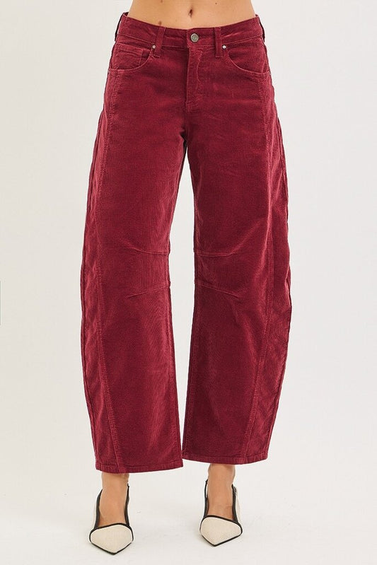 Risen Slouchy ankle barrel corduroy pants
