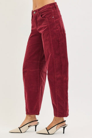 Risen Slouchy ankle barrel corduroy pants
