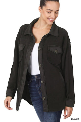 Zenana Oversized basic fleece shacket