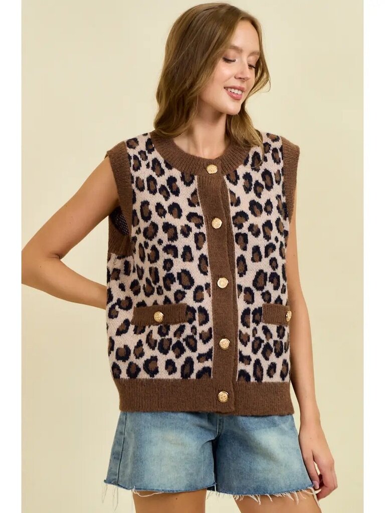Leopard Knit Vest