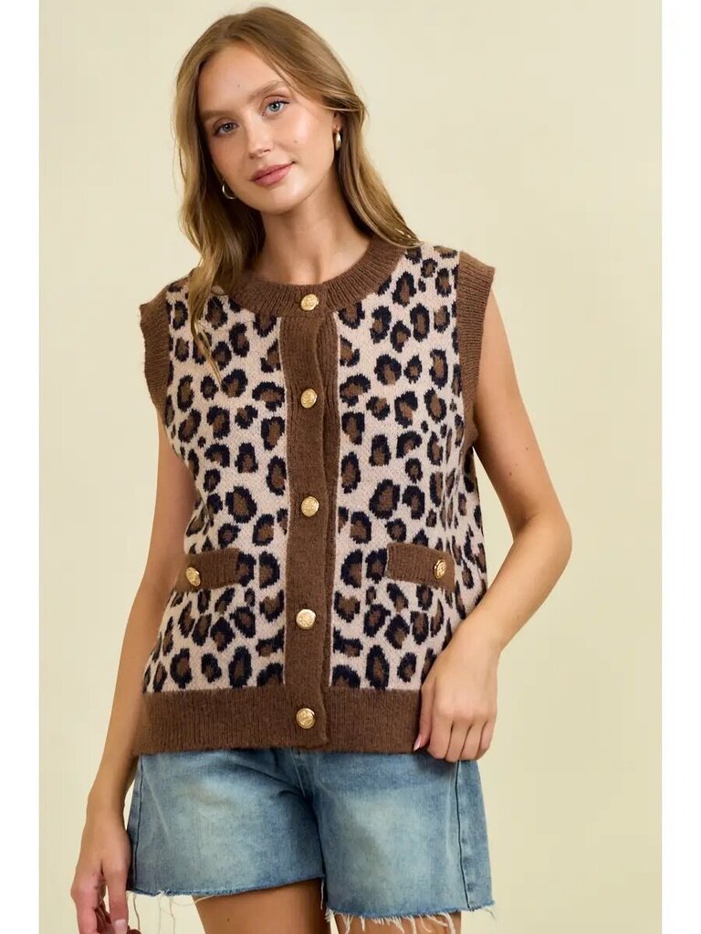 Leopard Knit Vest