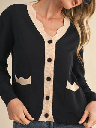 Scalloped sweater cardigan