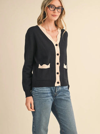 Scalloped sweater cardigan
