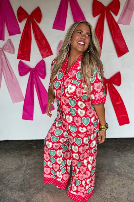 Short sleeve heart pajama top