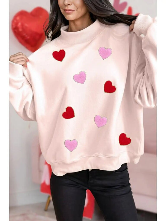 Heart Valentine's Vibe Graphic Mock Neck Sweatshirt