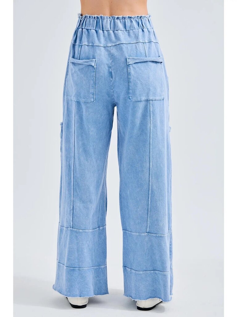 Mineral wash wide leg cropped pants