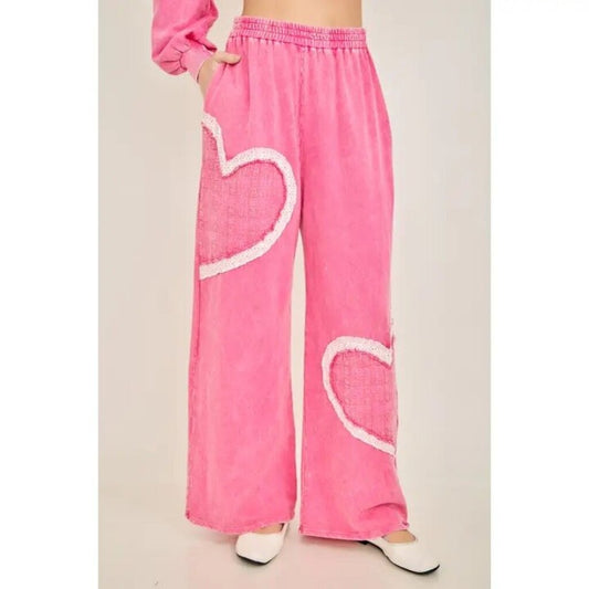 Mineral wash Valentine heart sweatpants