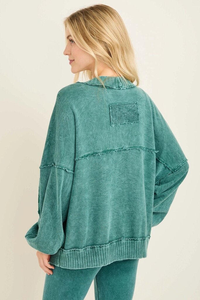 Mineral washed ribbed open cardigan