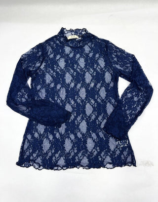 Floral print lace long sleeve layering top