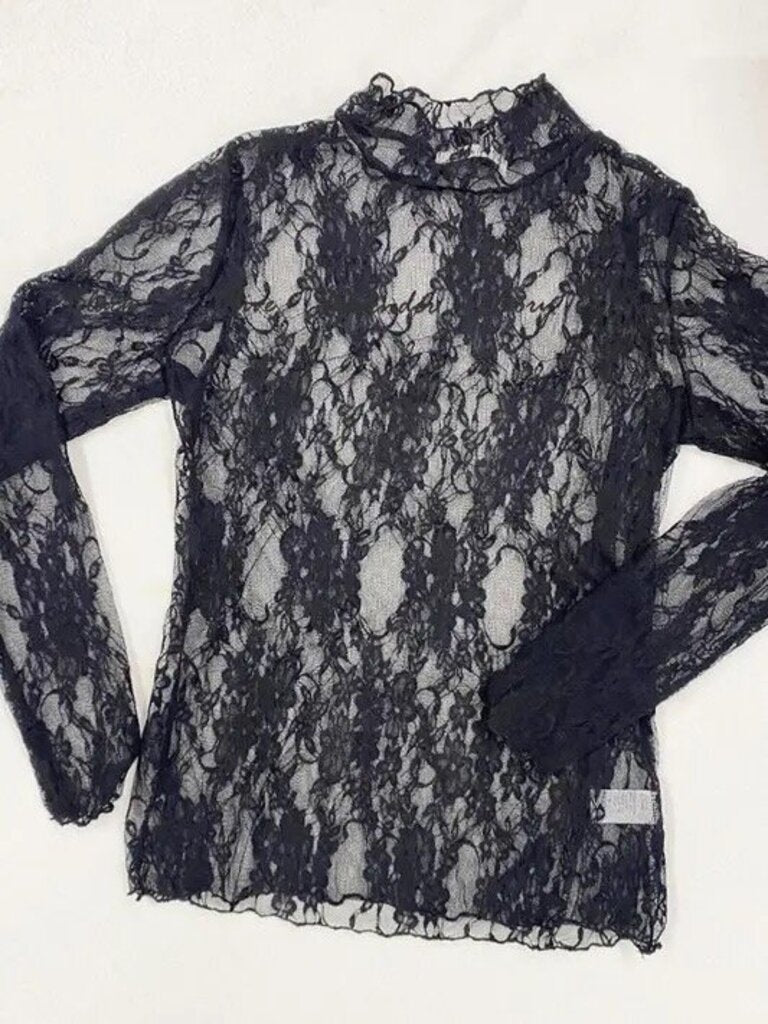 Floral print lace long sleeve layering top