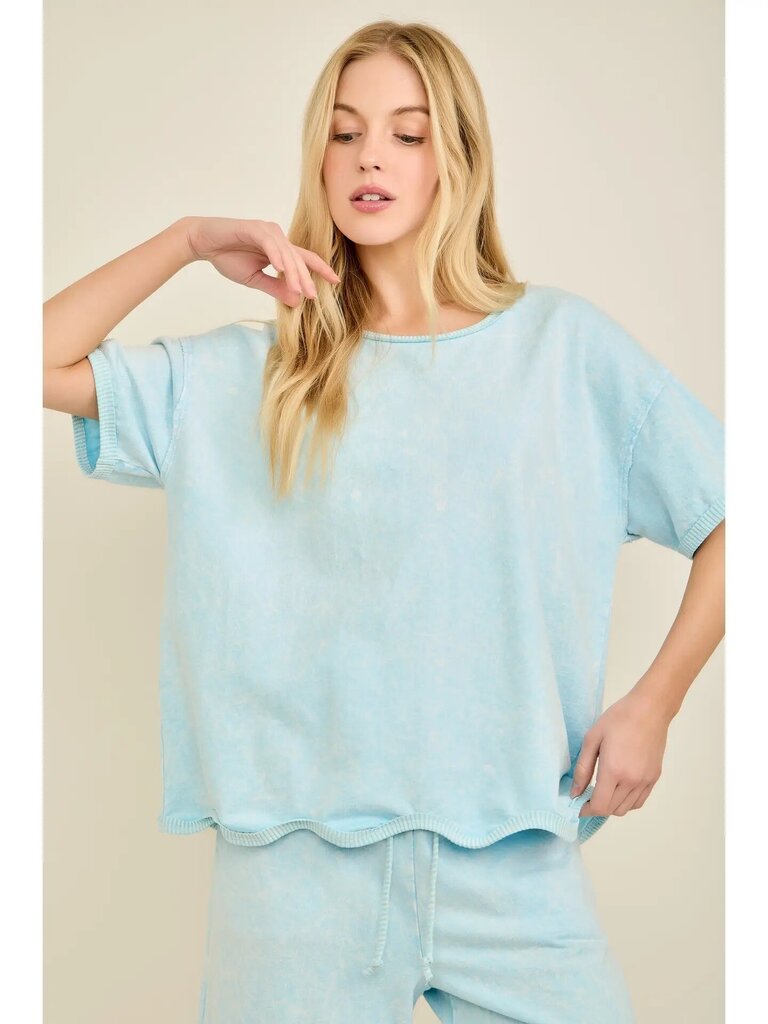 Mineral washed wavy ribbed top