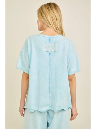 Mineral washed wavy ribbed top