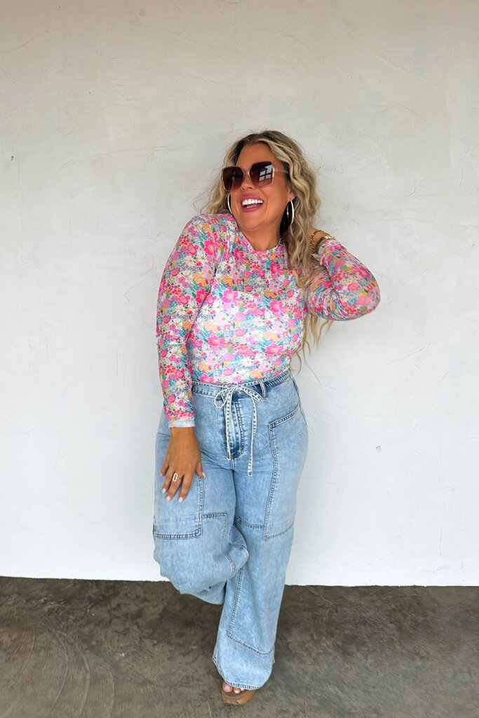 Spring long sleeve mesh top