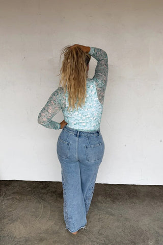 Spring long sleeve mesh top