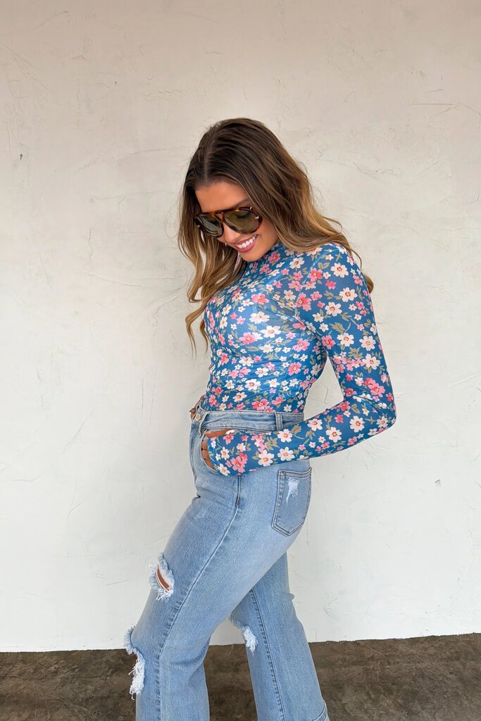 Spring long sleeve mesh top