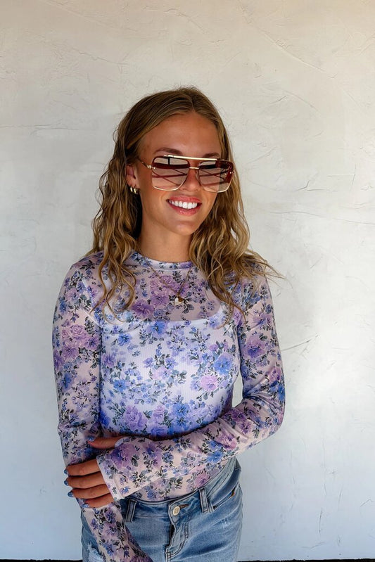 Spring long sleeve mesh top