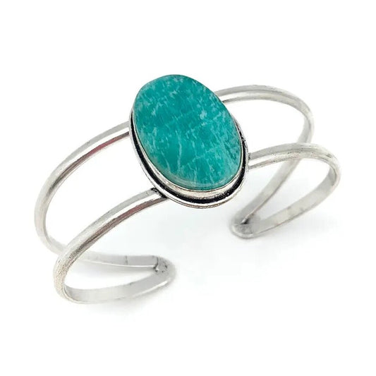 Kashi Semiprecious Stone Cuff Bracelet-Amazonite