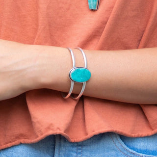 Kashi Semiprecious Stone Cuff Bracelet-Amazonite