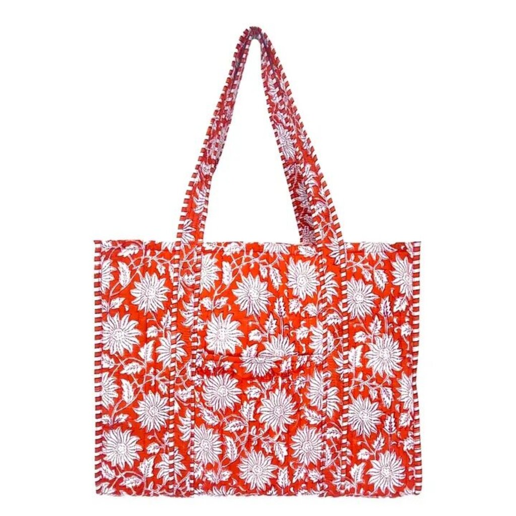 Hand Crafted Quilted Block Printed Tote Bag