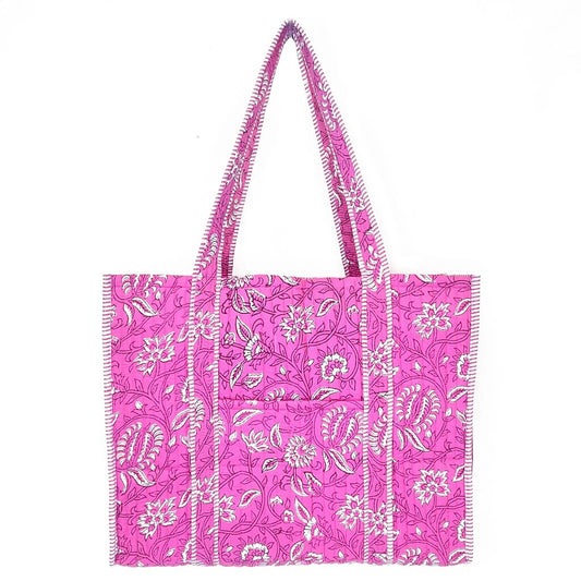 Hand Crafted Quilted Block Printed Tote Bag