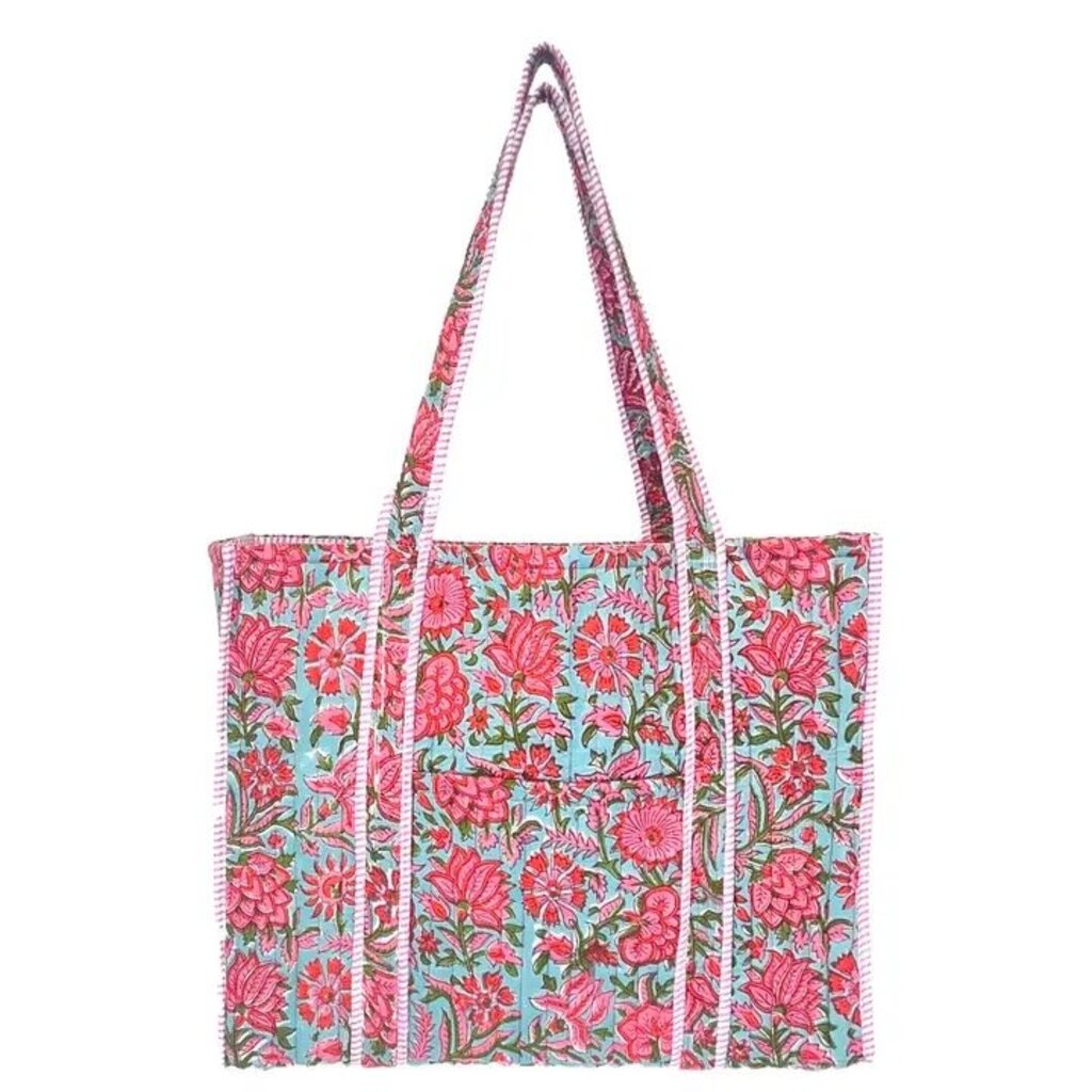 Hand Crafted Quilted Block Printed Tote Bag