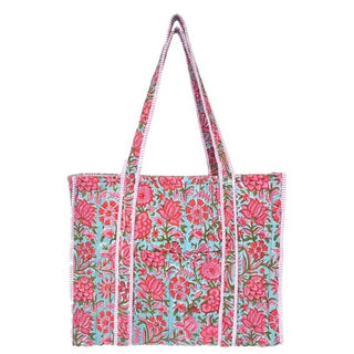 Hand Crafted Quilted Block Printed Tote Bag