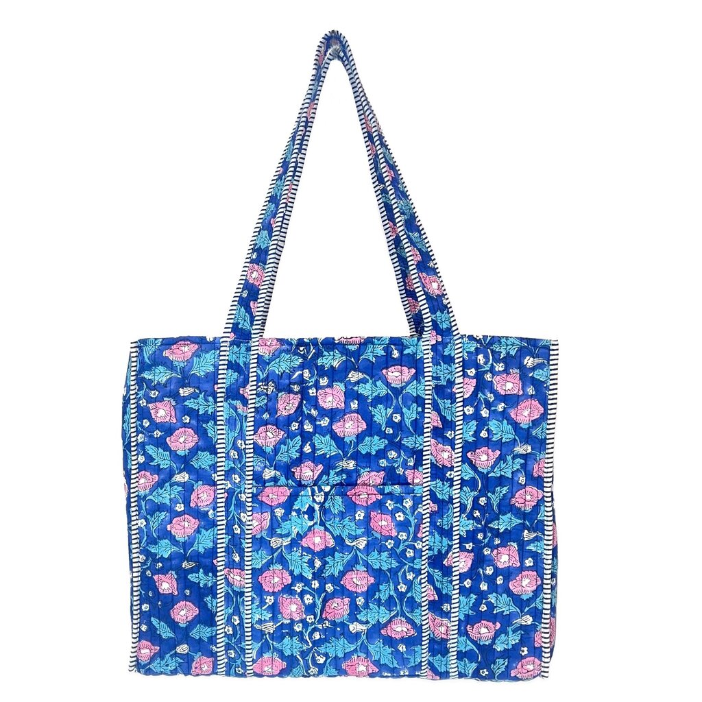 Hand Crafted Quilted Block Printed Tote Bag
