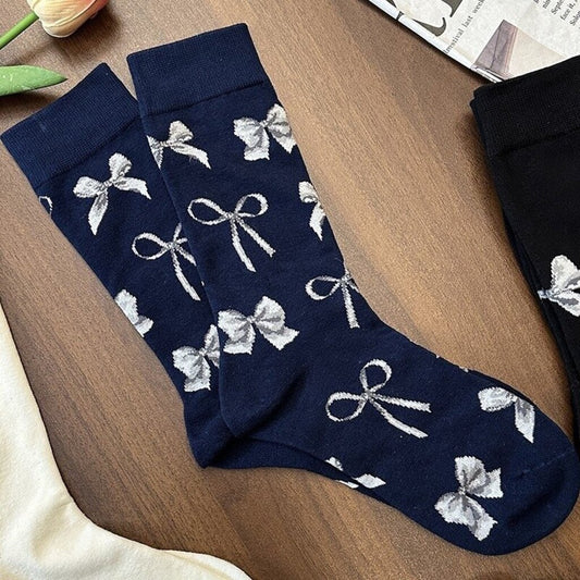 Bow Mid Calf Length Socks