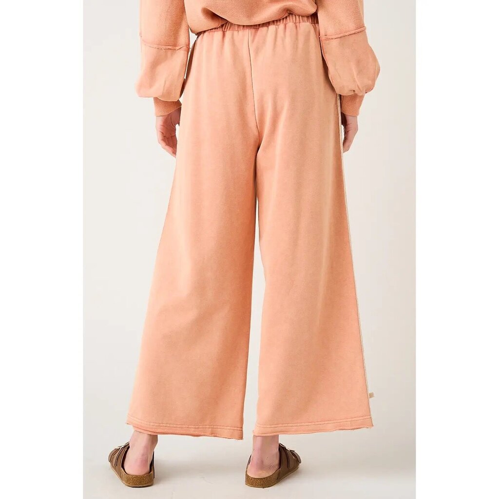 Lace bow side stripe elastic waist pants