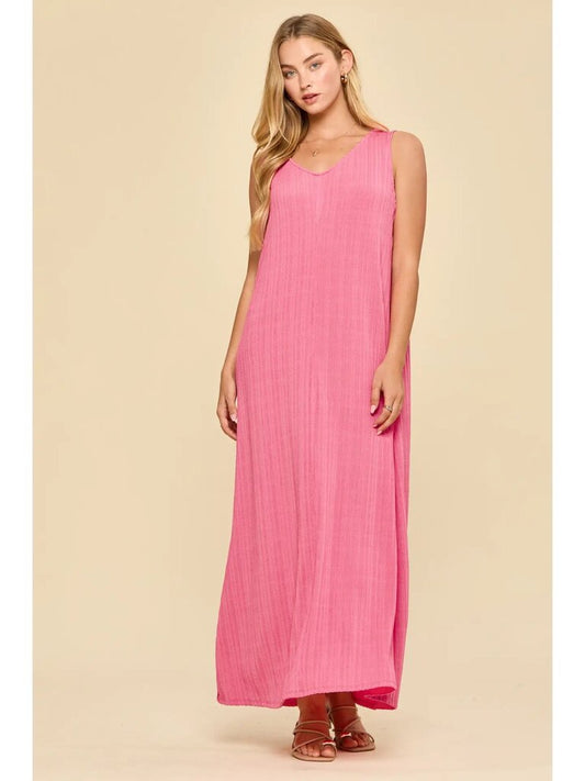 Textured V-neck maxi dress