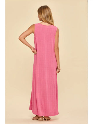 Textured V-neck maxi dress