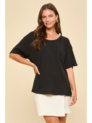 Boyfriend ribbed knit top