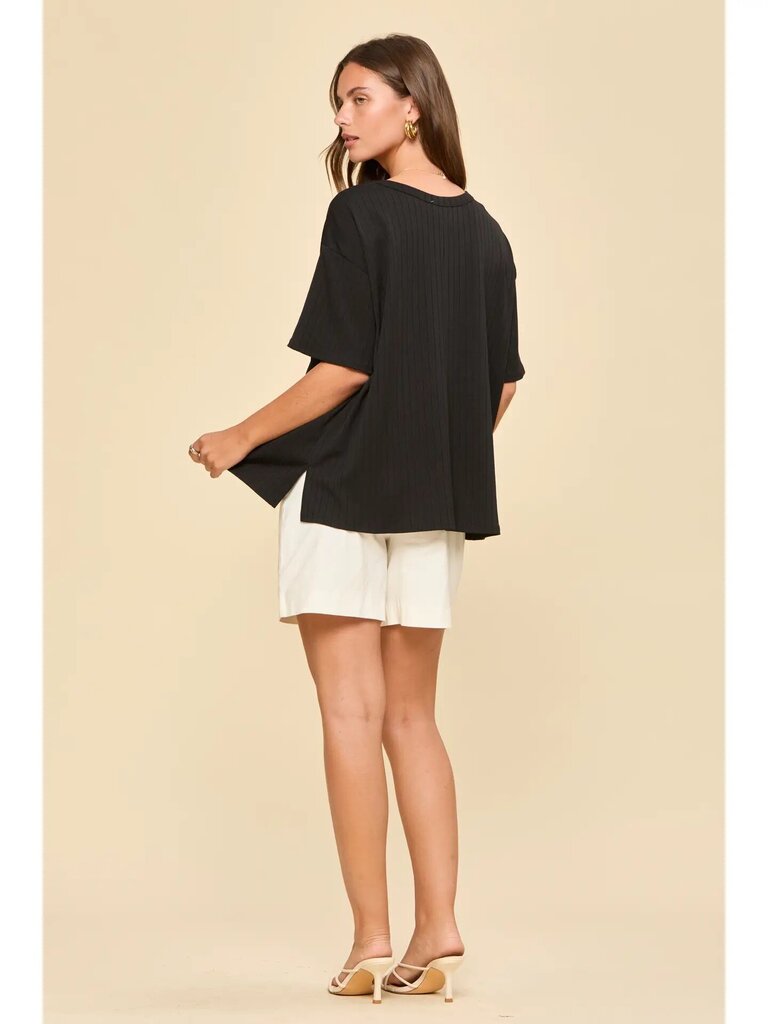 Boyfriend ribbed knit top