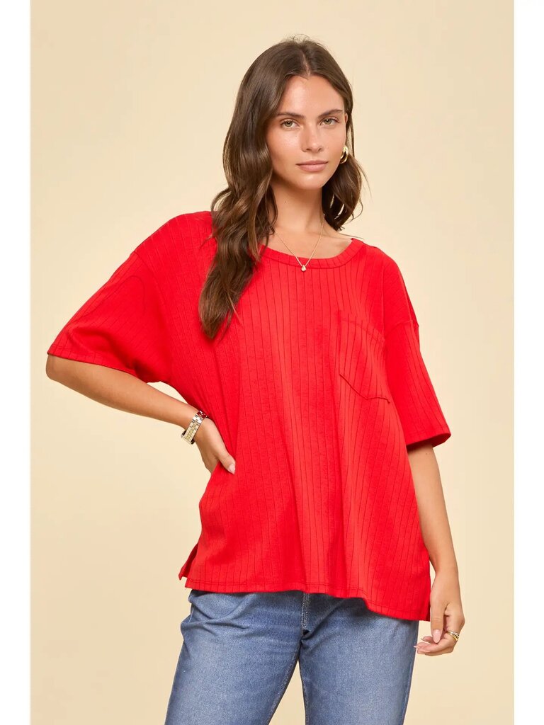 Boyfriend ribbed knit top