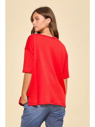 Boyfriend ribbed knit top