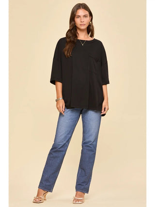 Baby ribbed boyfriend knit top