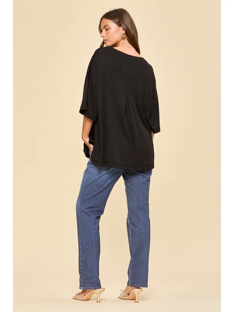 Baby ribbed boyfriend knit top