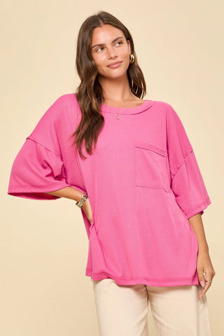 Baby ribbed boyfriend knit top