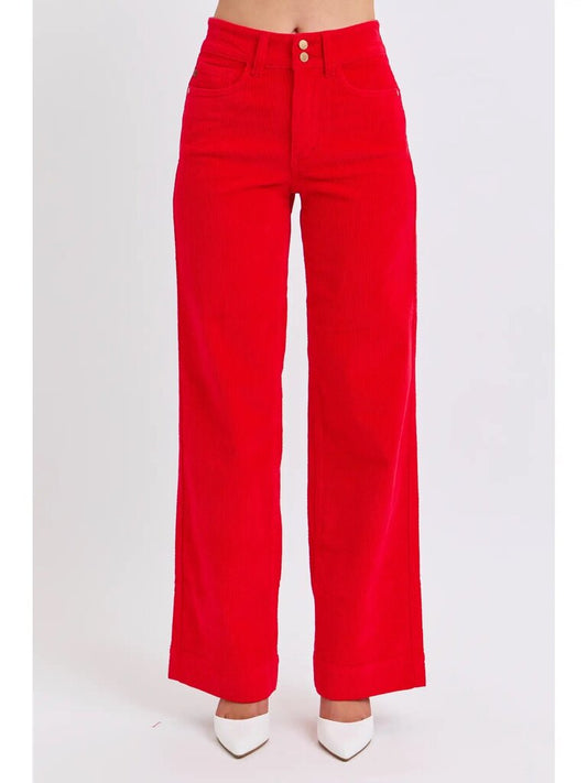 High waist wide leg corduroy trouser
