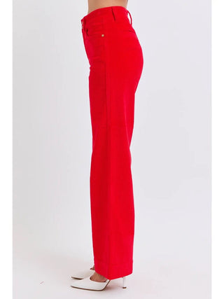 High waist wide leg corduroy trouser