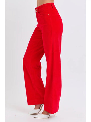 High waist wide leg corduroy trouser