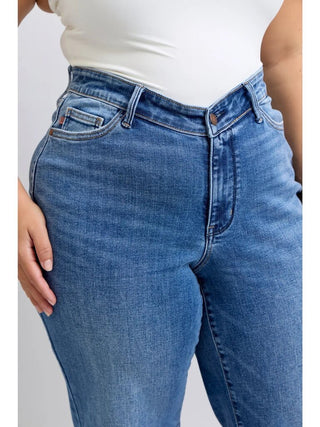 High Waisted V-Front Wb Vintage Wash Straight Fit