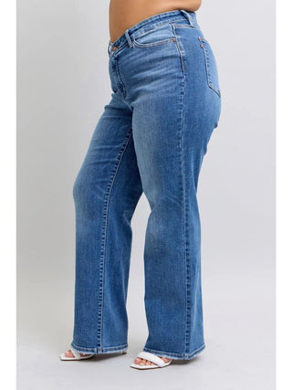 High Waisted V-Front Wb Vintage Wash Straight Fit