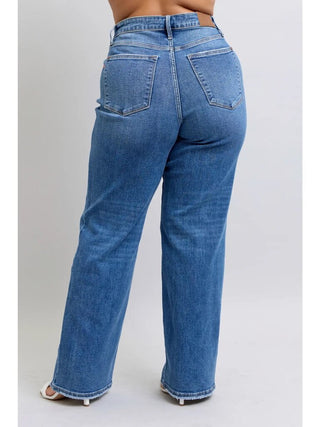 High Waisted V-Front Wb Vintage Wash Straight Fit