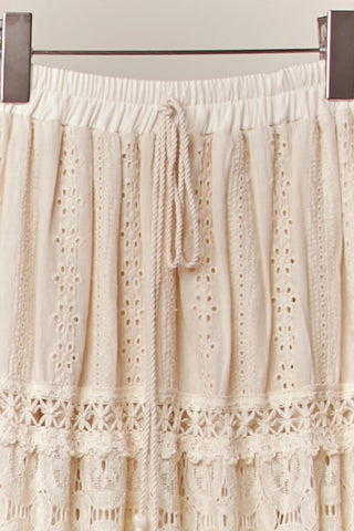 Elastic Waist Maxi Skirt w/ lace trim