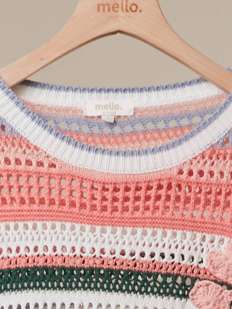 Multi colored striped knit with clover