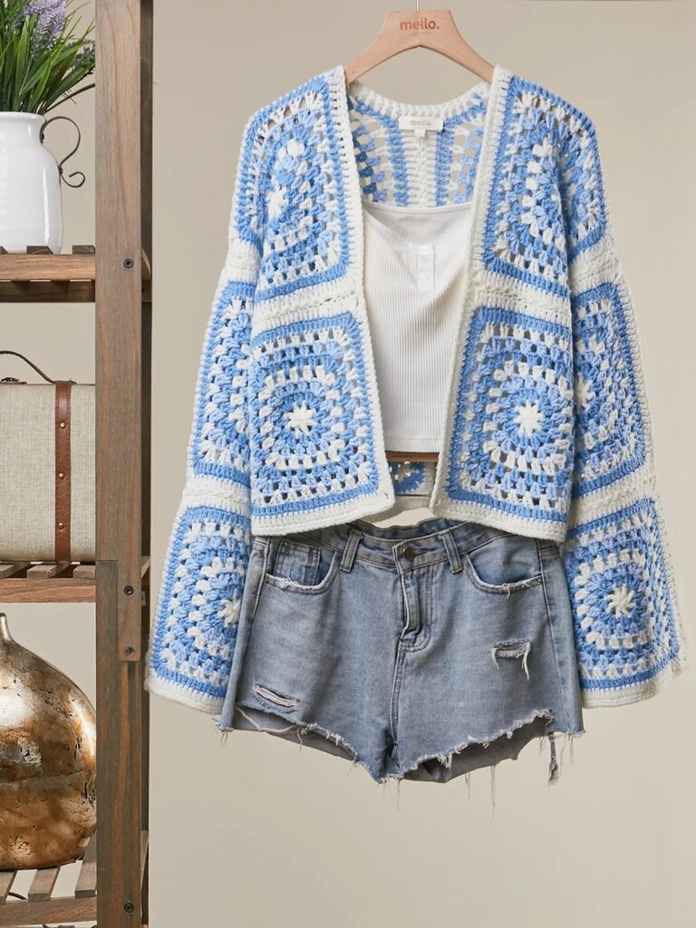 Crochet Square Patterned Cardigan